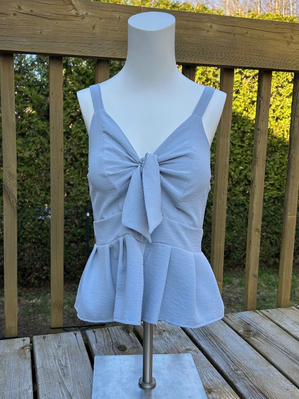 QED London ⎮ Bow Cutout Peplum Top